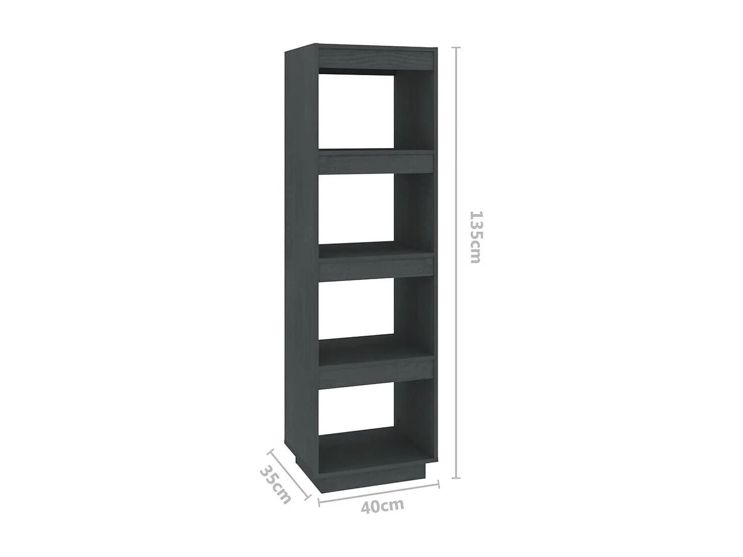 Bibliothèque/Séparateur de pièce gris 40x35x135 cm pin massif