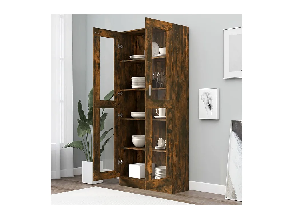 Vetrina Rovere affumicato 82,5x30,5x185,5 cm Legno ingegnerizzato