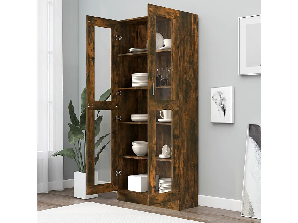 Vitrina Roble ahumado 82,5x30,5x185,5 cm Madera de ingeniería