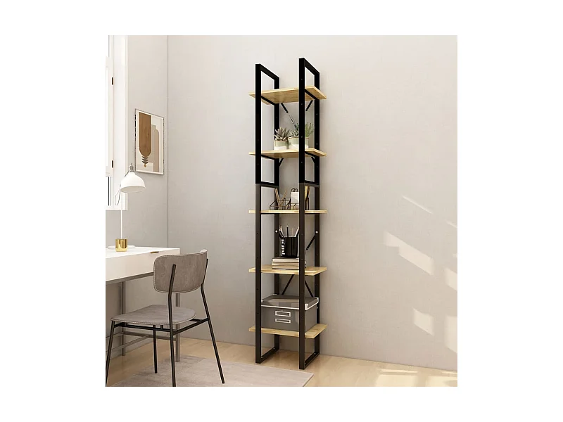 Boekenkast met 5 niveaus 40x30x175 cm Dennenhout