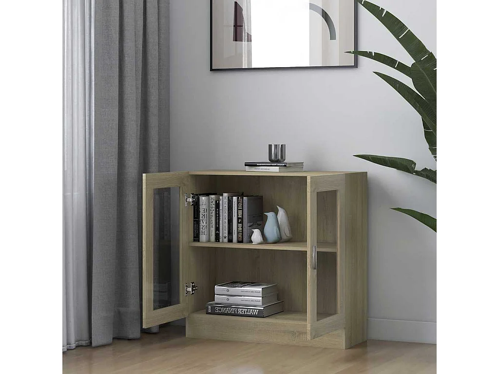 Vitrina de roble Sonoma de 82,5 x 30,5 x 80 cm, madera de ingeniería