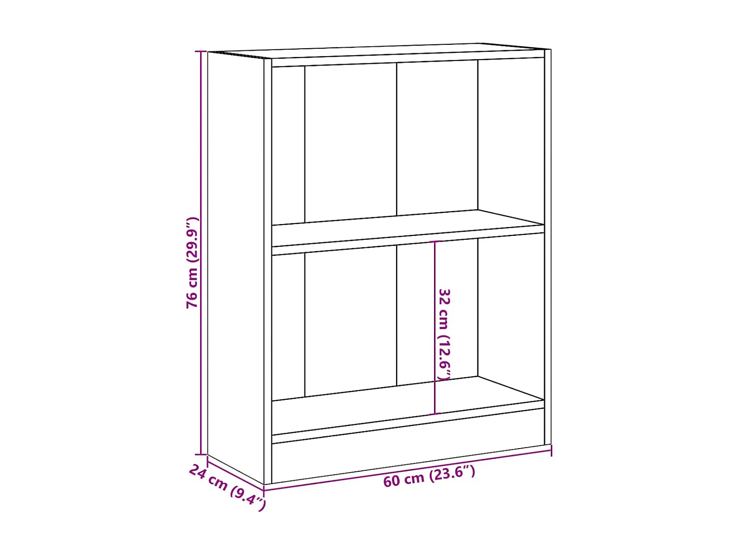 Bibliothèque Sonoma gris 60x24x76 cm Bois d'ingénierie
