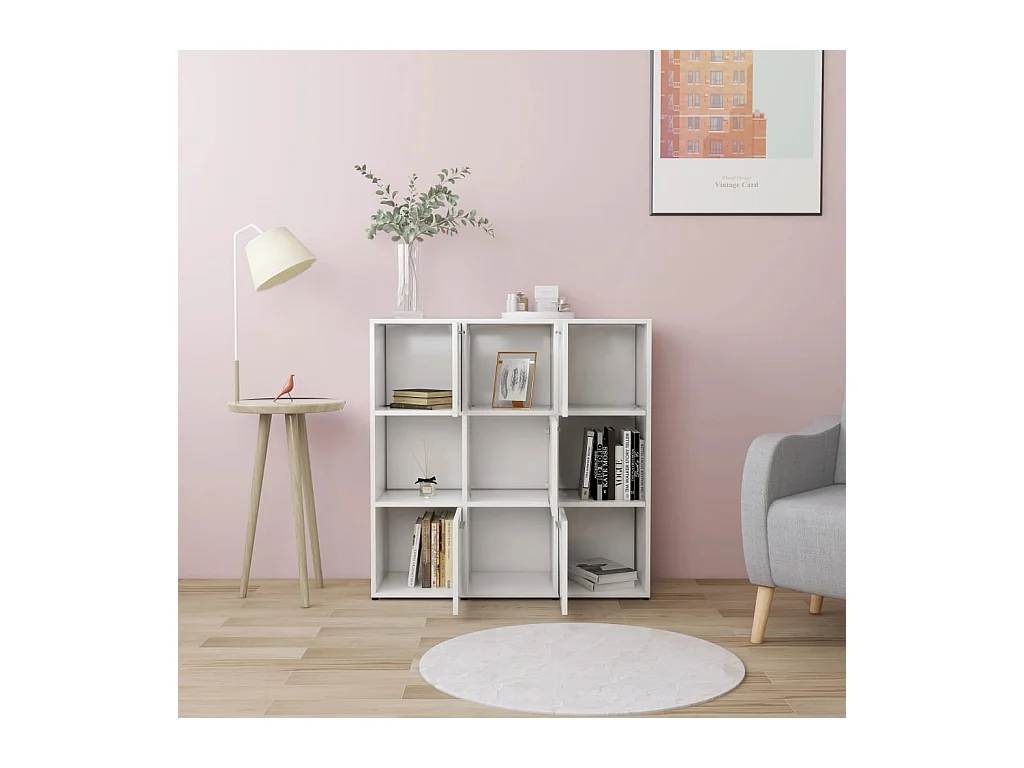 Bibliothèque Blanc 90x30x90 cm Bois d’ingénierie