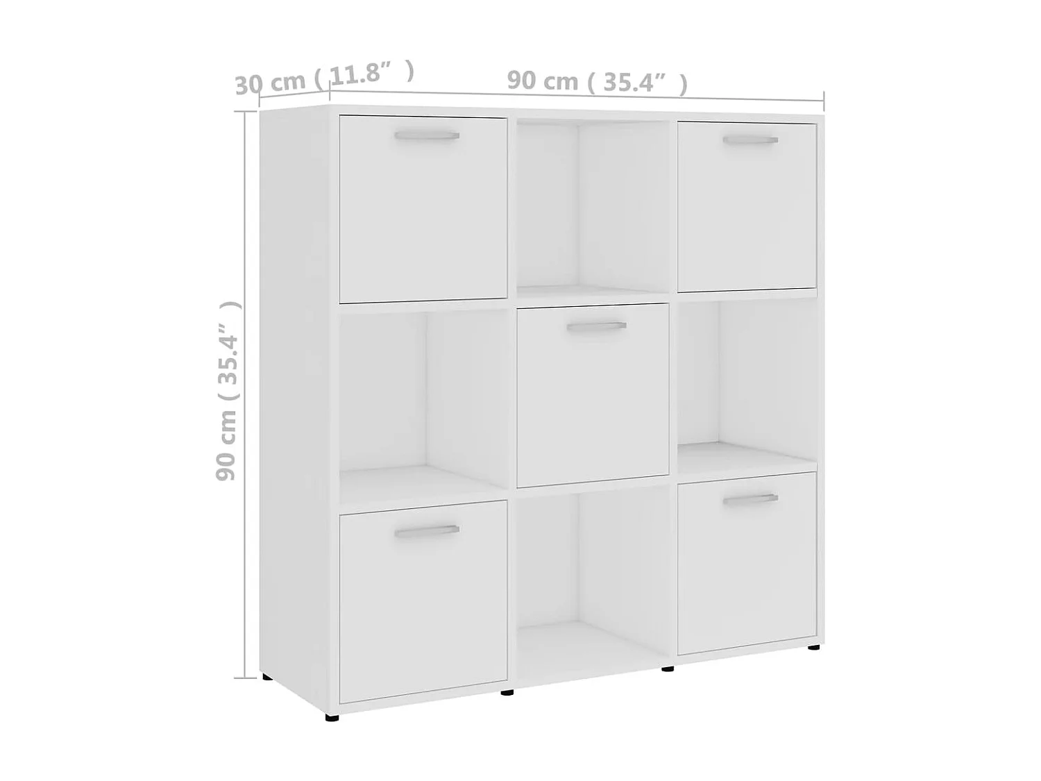Libreria bianca 90x30x90 cm in legno ingegnerizzato