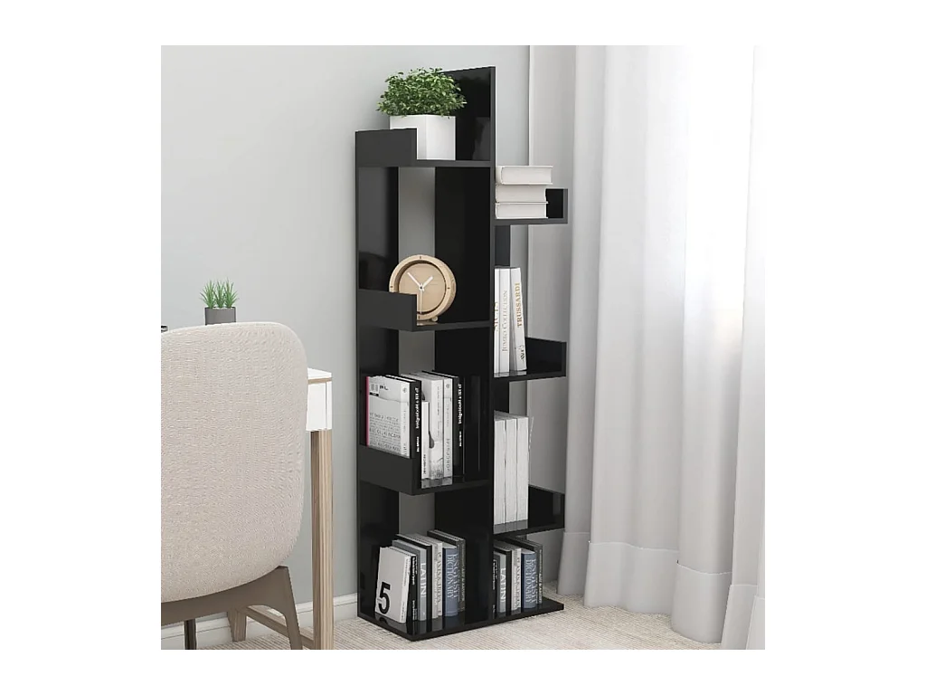 Libreria nera 48x25,5x140 cm in legno ingegnerizzato