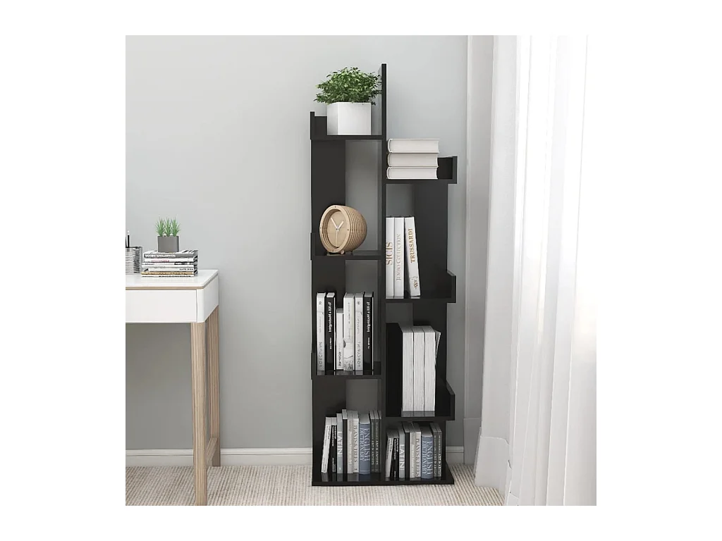 Libreria nera 48x25,5x140 cm in legno ingegnerizzato