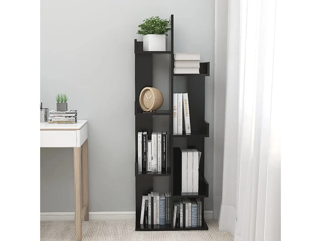 Bibliothèque Noir 48x25,5x140 cm Bois d’ingénierie