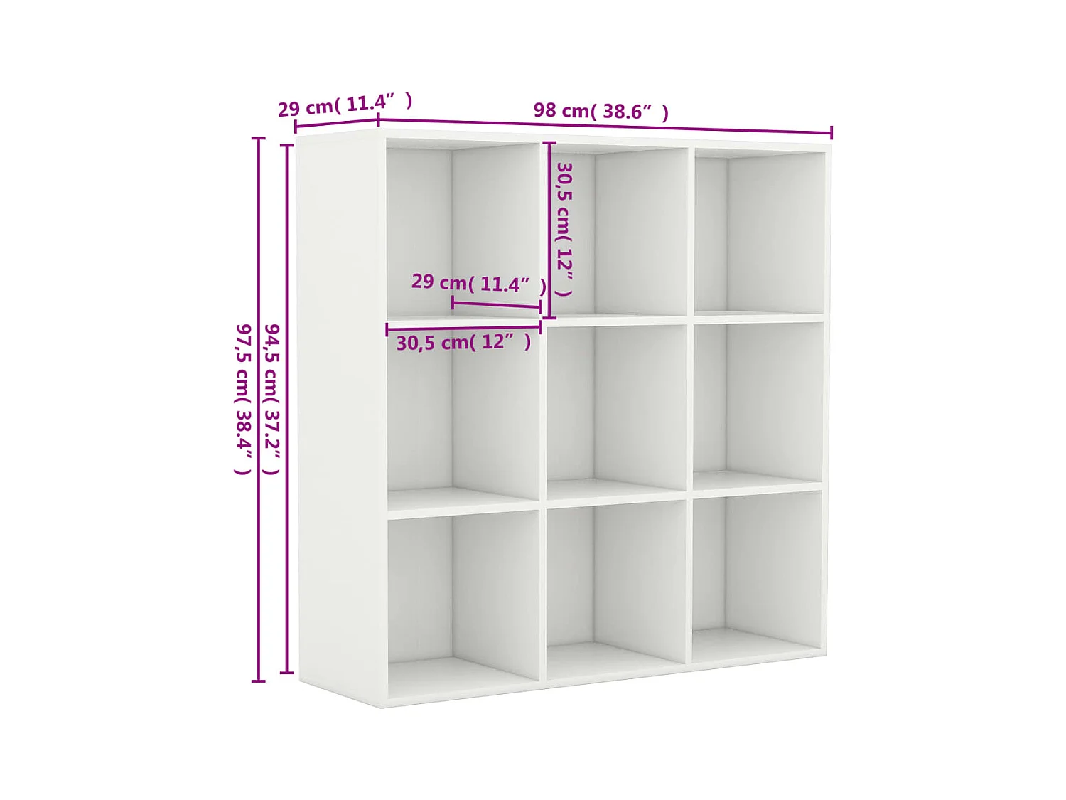 Bibliothèque blanc 98x29x97,5 cm bois d'ingénierie