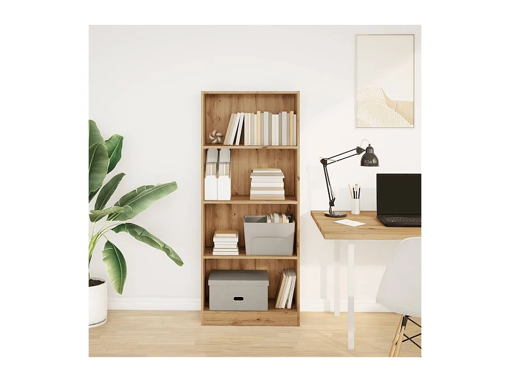 Bibliothèque chêne artisanal 60x24x143 cm bois d'ingénierie