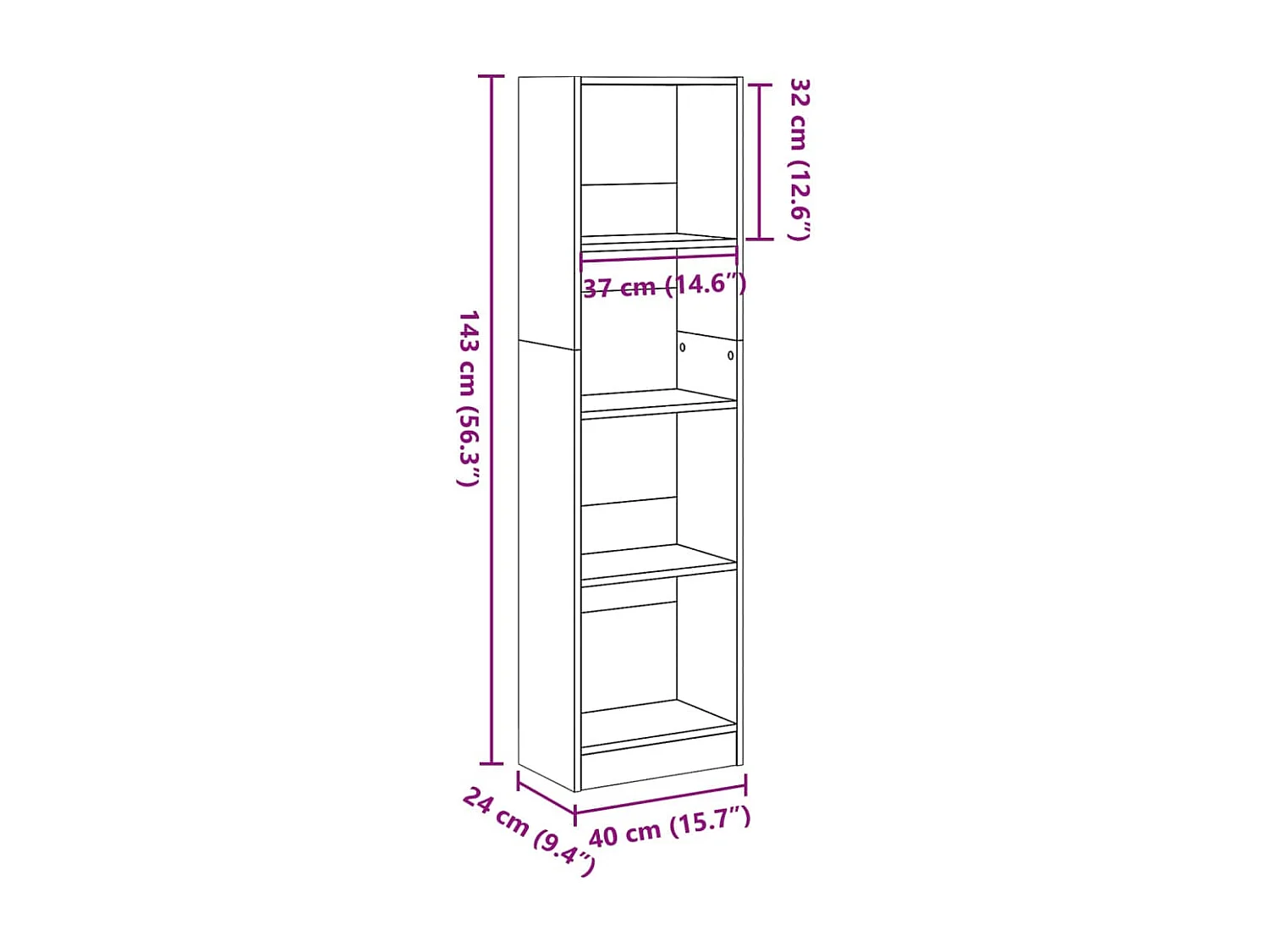 Librería de roble marrón 40x24x143 cm madera de ingeniería