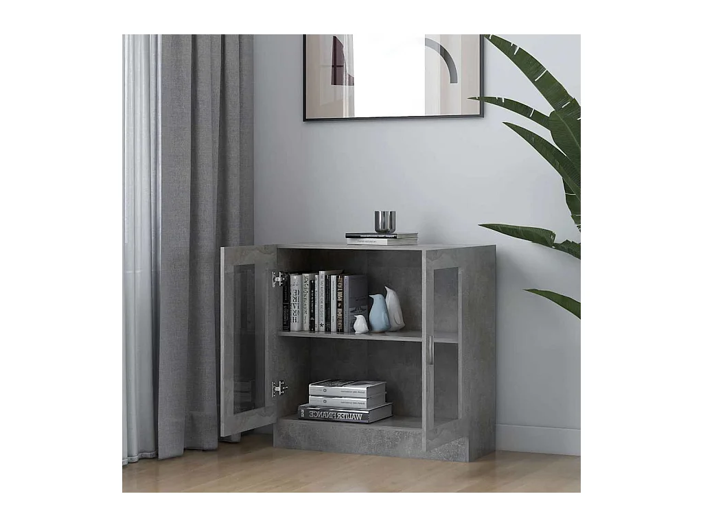 Armoire à vitrine Gris béton 82,5x30,5x80 cm Bois d'ingénierie