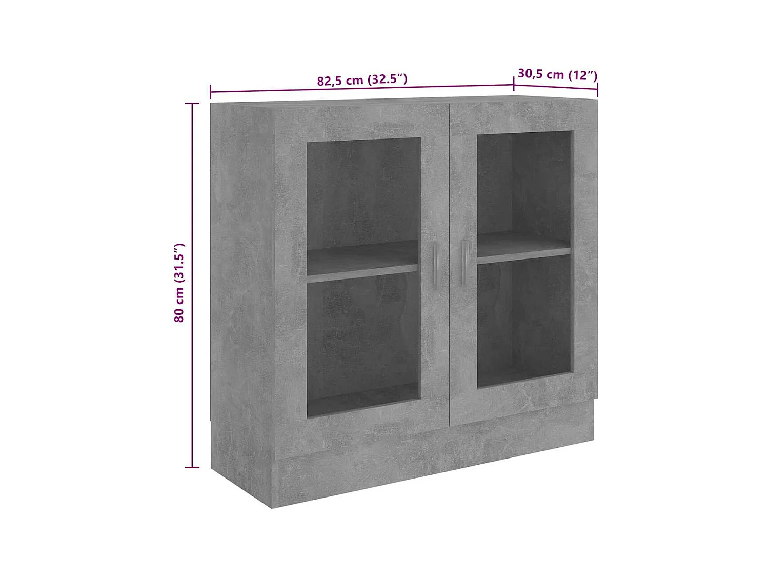 Armoire à vitrine Gris béton 82,5x30,5x80 cm Bois d'ingénierie