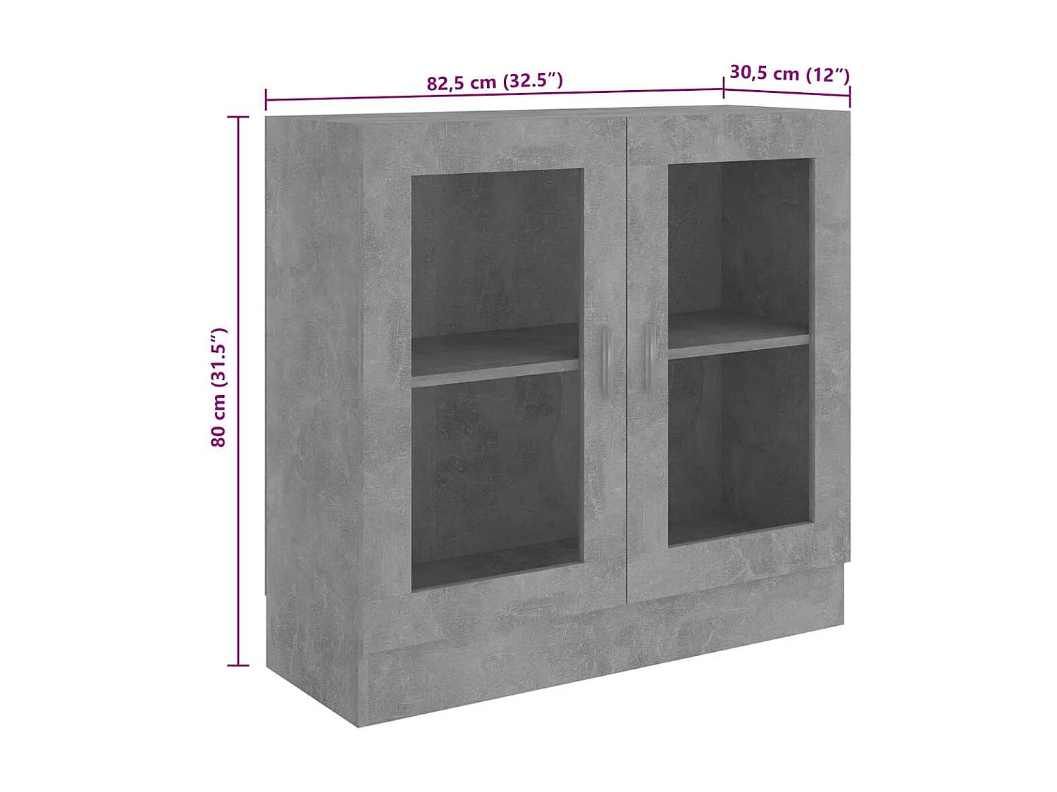 Armoire à vitrine Gris béton 82,5x30,5x80 cm Bois d'ingénierie