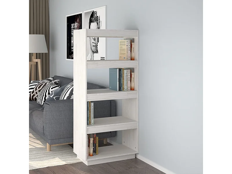 Bibliothèque/Séparateur de pièce Blanc 60x35x135 cm Pin massif