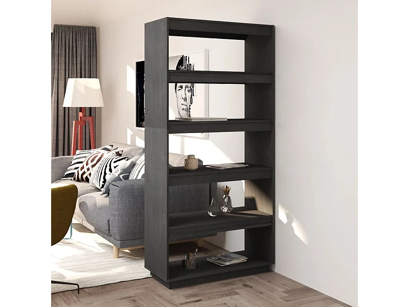 Bibliothèque/Séparateur de pièce Gris 80x35x167 cm Pin massif