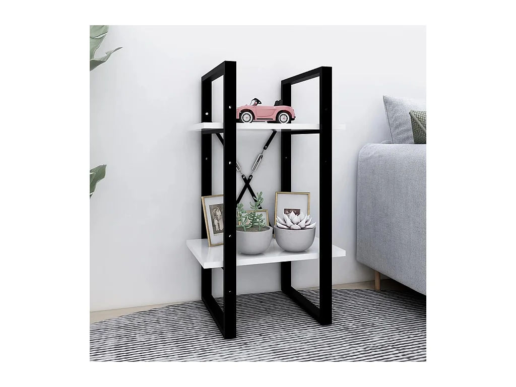Librería de 2 niveles blanca 40x30x70 cm madera de ingeniería