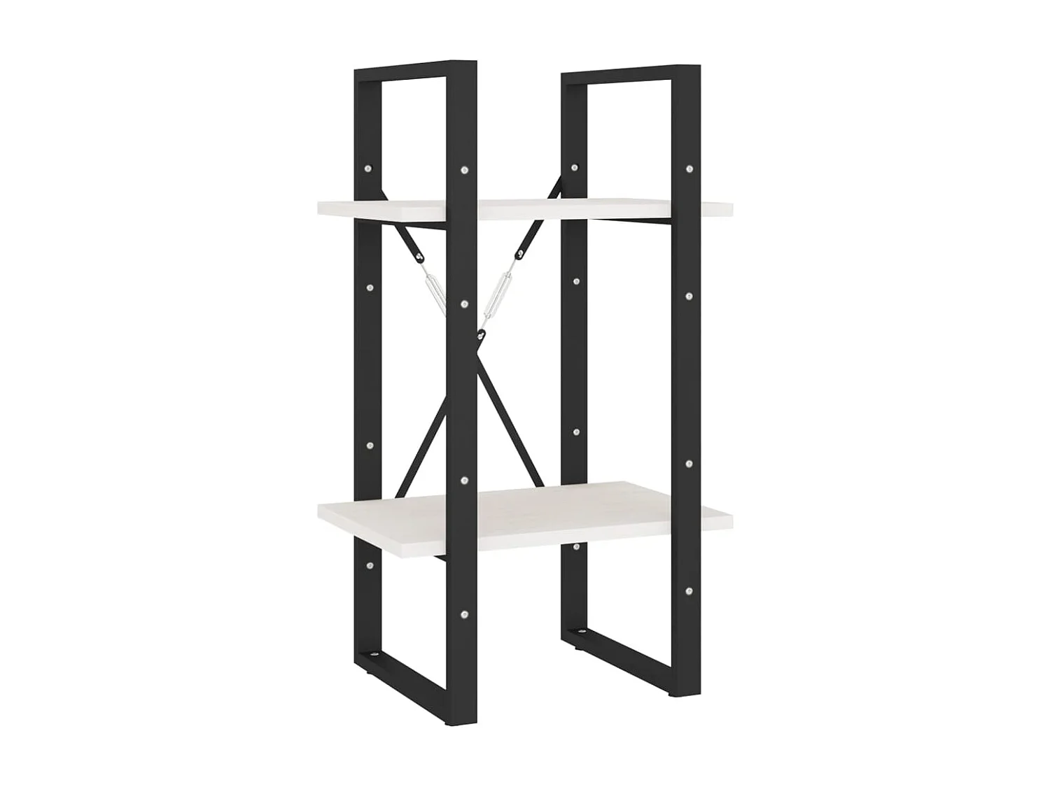 Libreria a 2 ripiani Bianca 40x30x70 cm Legno massello di pino