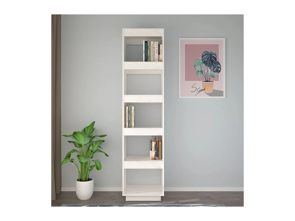 Bibliothèque/Séparateur de pièce Blanc 40x35x167 cm Pin solide