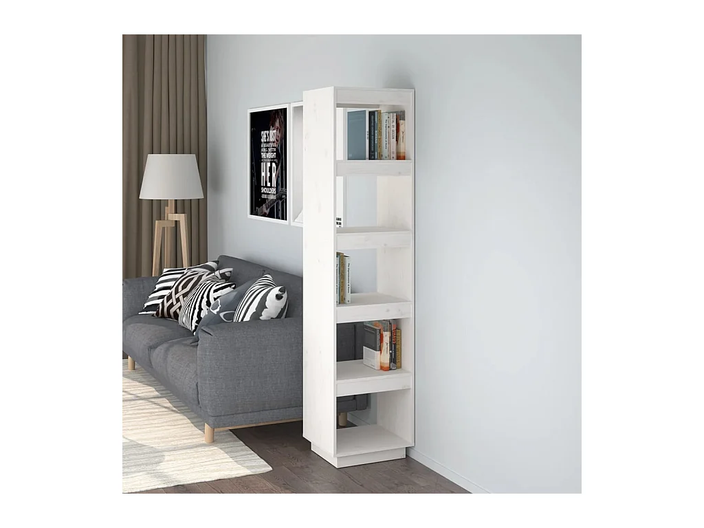 Librería/Bifurcador de ambientes blanco 40x35x167 cm Pino macizo