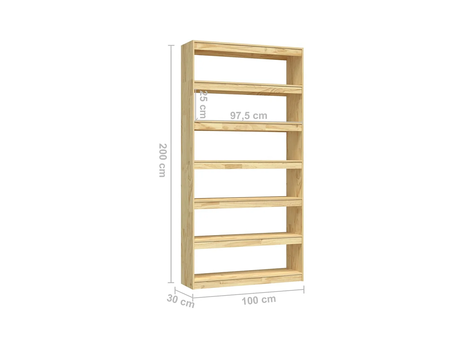 Bibliothèque/Séparateur de pièce 100x30x200 cm pin massif