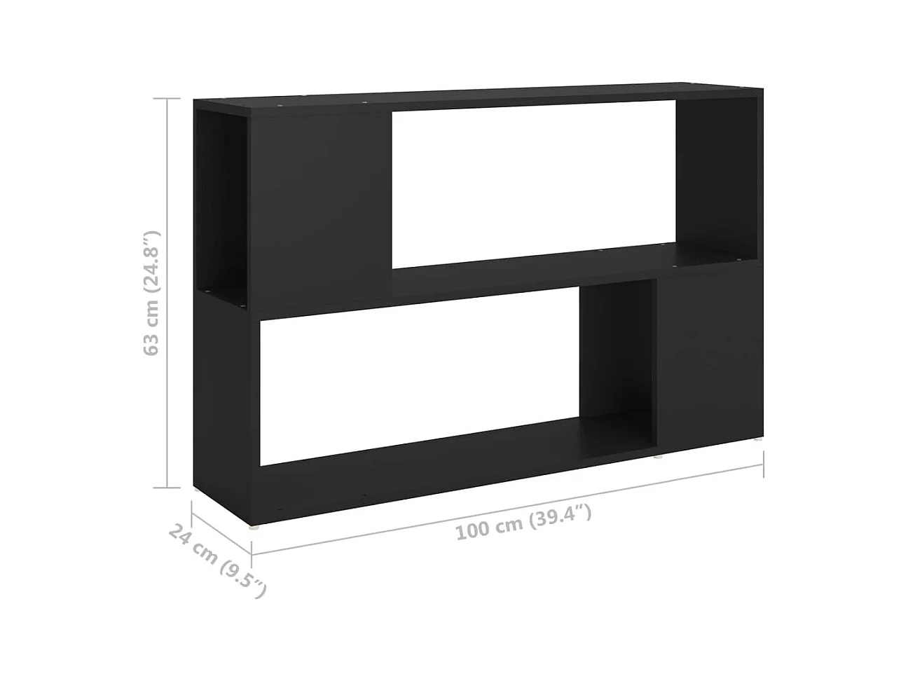 Bibliothèque Noir 100x24x63 cm Bois d'ingénierie