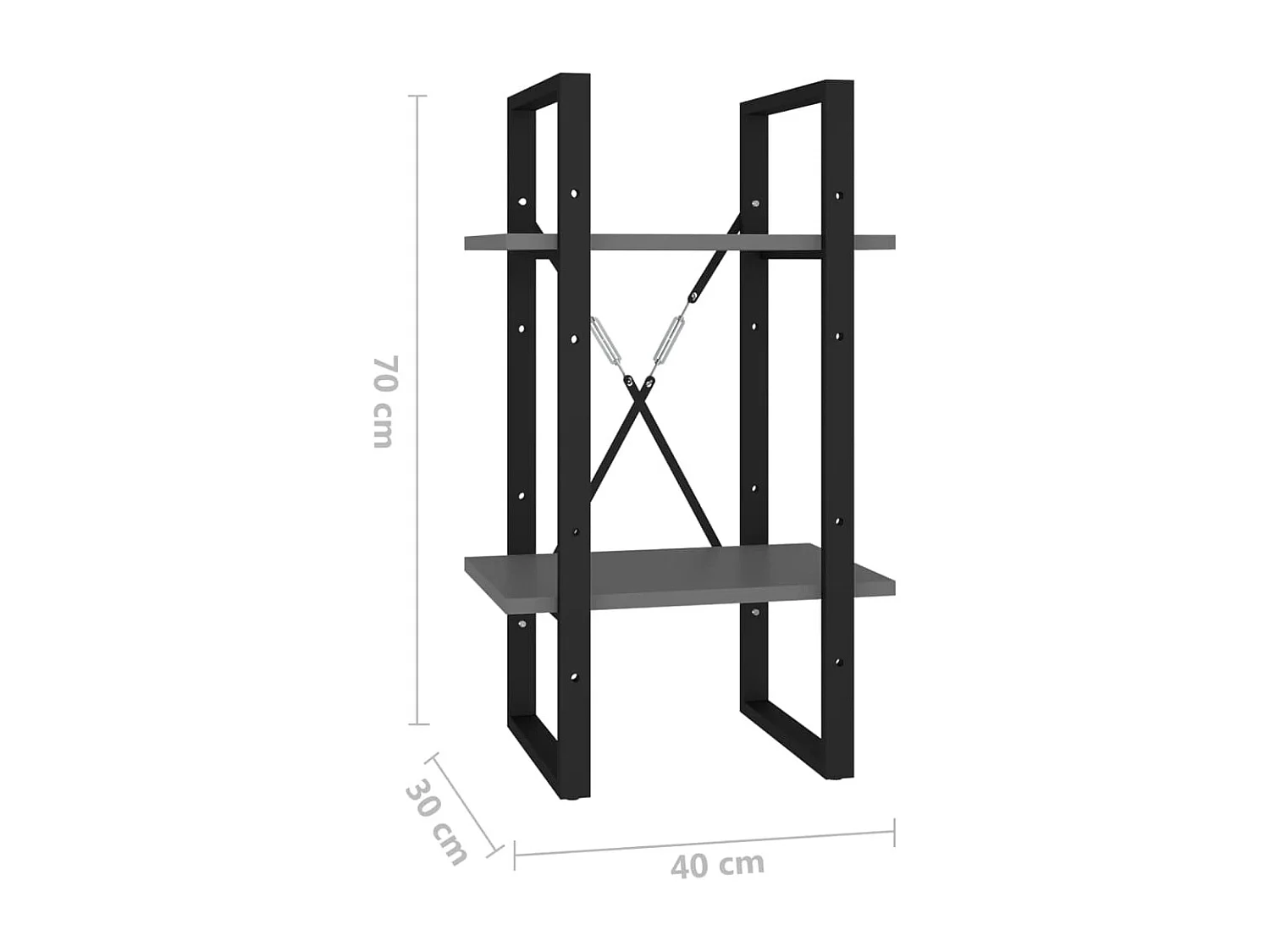 Bibliothèque à 2 niveaux gris 40x30x70 cm bois d'ingénierie
