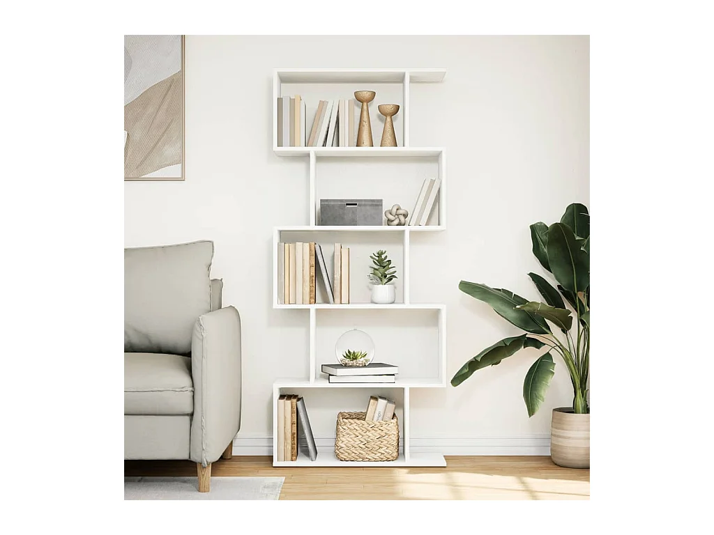 Étagère séparatrice de pièce à 5 niveaux blanc 70x24x161 cm