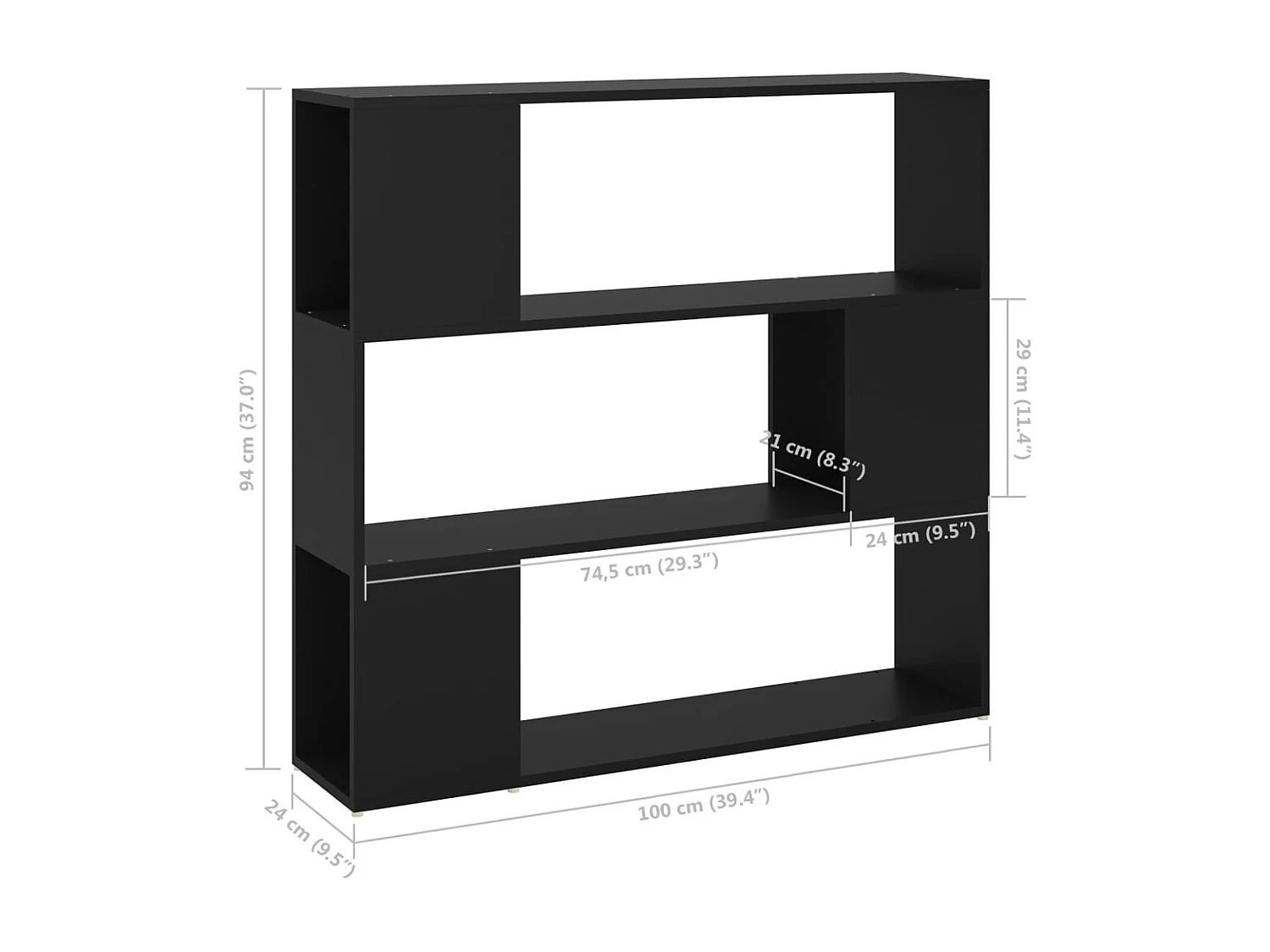 Bibliothèque/Séparateur de pièce Noir 100x24x94 cm