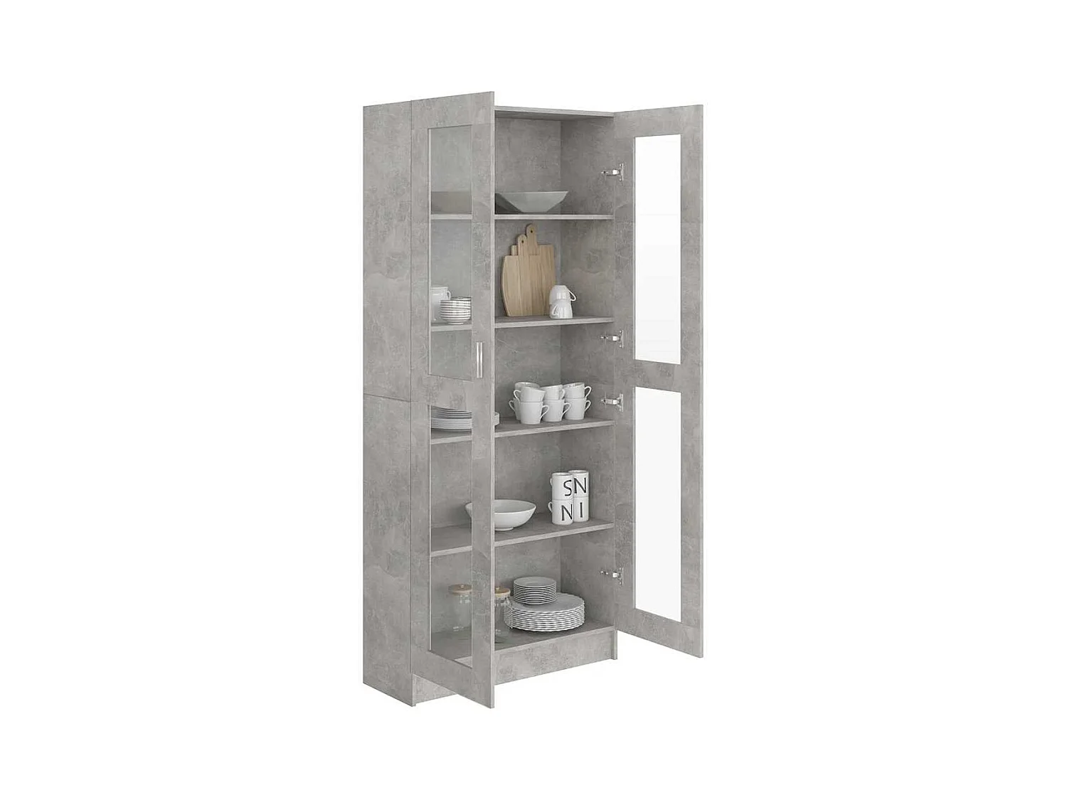 Armoire à vitrine Gris béton 82,5x30,5x185,5 cm Bois ingénierie