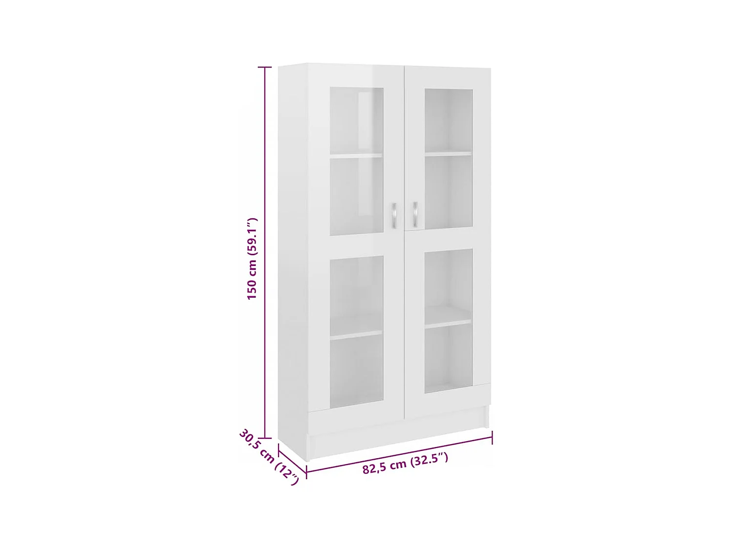 Vitrina Blanco brillo 82,5x30,5x150 cm Madera de ingeniería