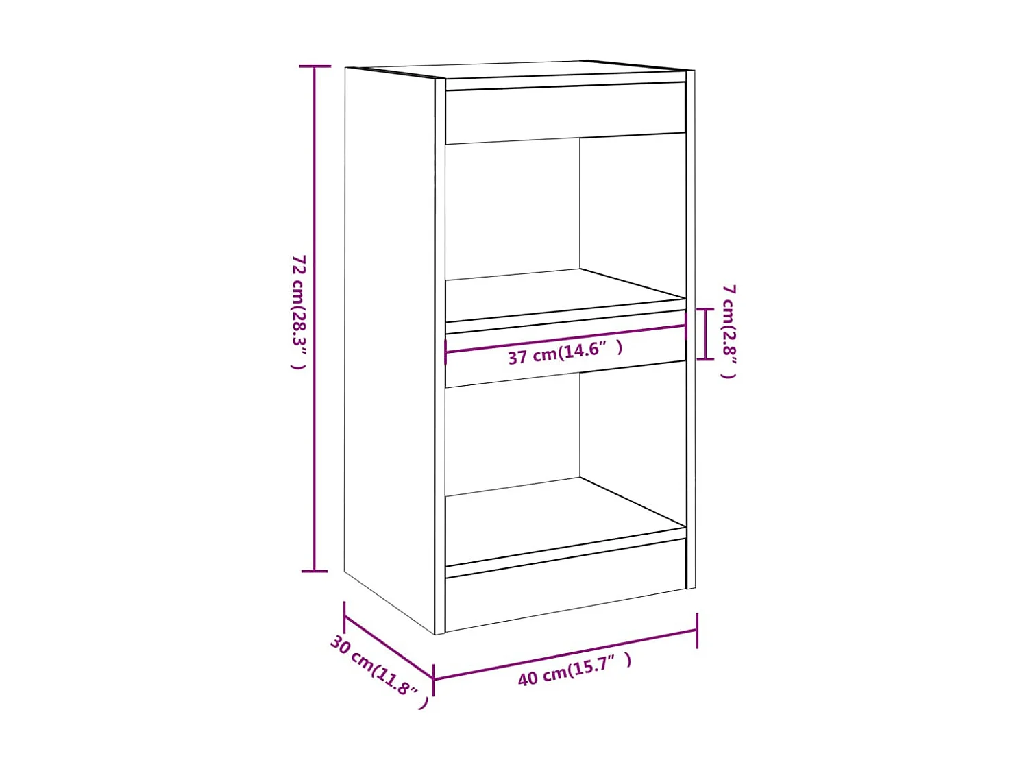 Librería/Separador de ambientes Roble Ahumado 40x30x72 cm