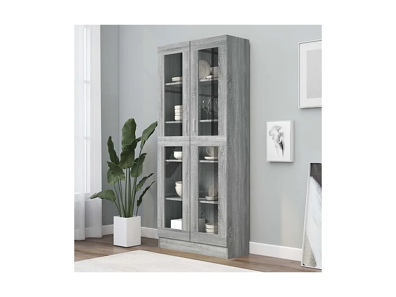 Vetrina Sonoma Grey 82,5x30,5x185,5cm in legno ingegnerizzato