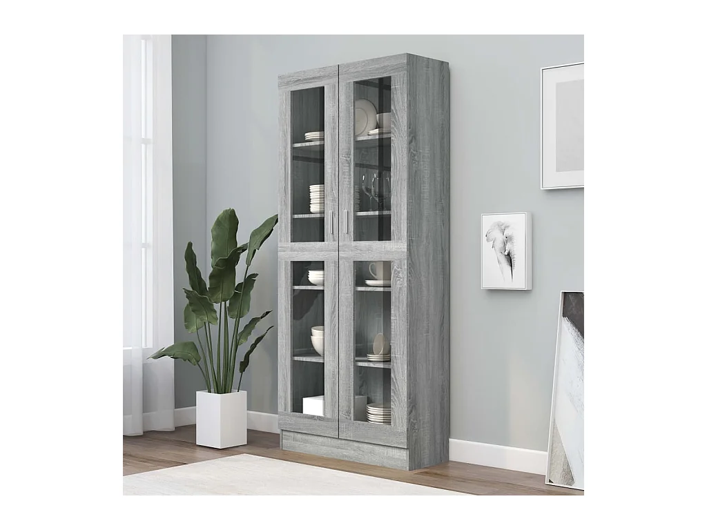 Armoire à vitrine Sonoma gris 82,5x30,5x185,5cm Bois ingénierie