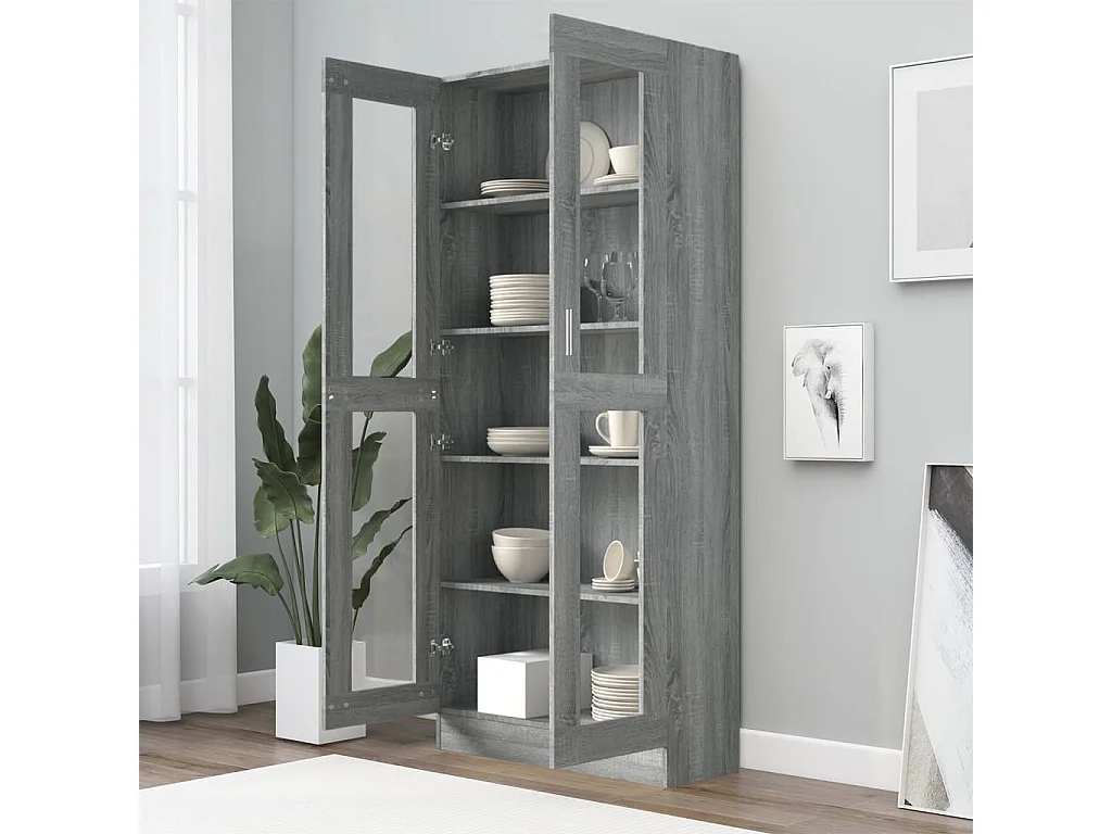 Armoire à vitrine Sonoma gris 82,5x30,5x185,5cm Bois ingénierie