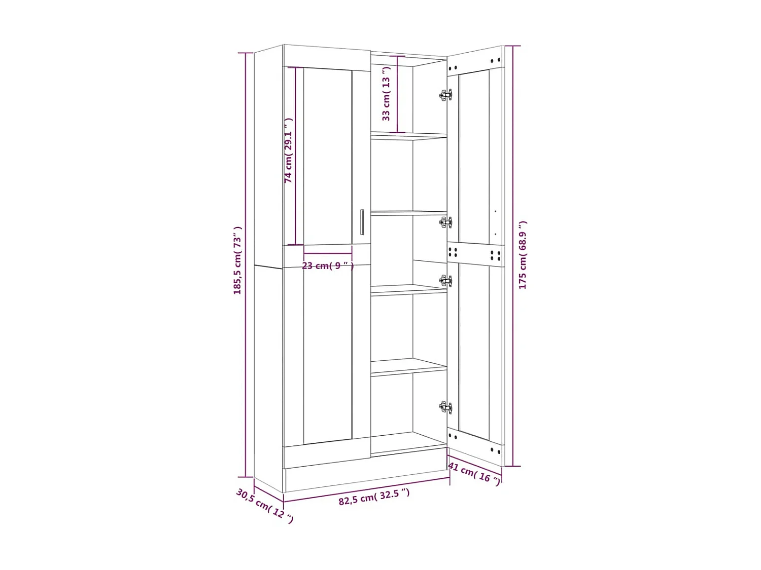 Armoire à vitrine Sonoma gris 82,5x30,5x185,5cm Bois ingénierie