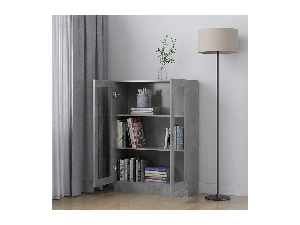 Armoire à vitrine Gris béton 82,5x30,5x115 cm Bois d'ingénierie