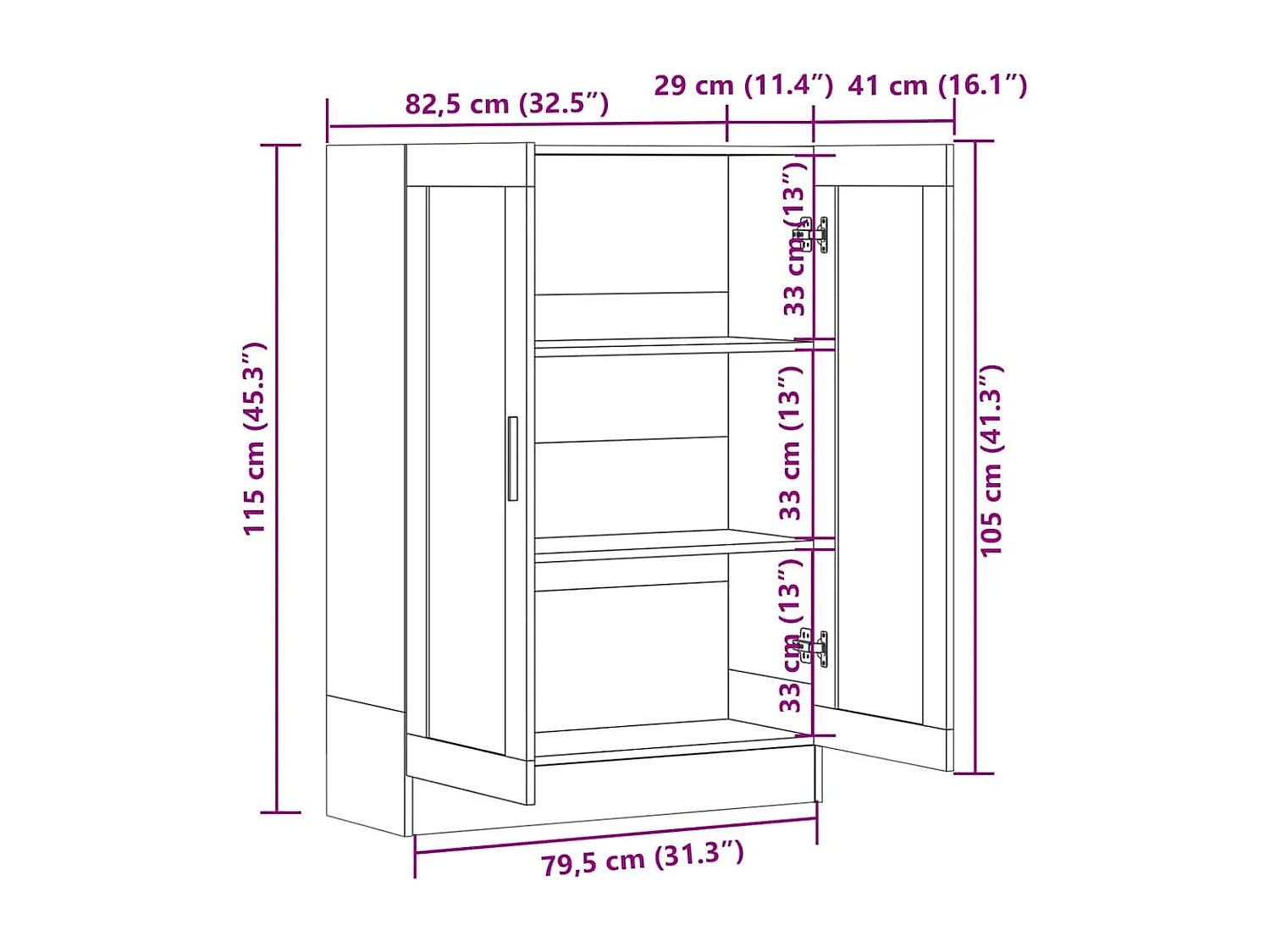 Armoire à vitrine Gris béton 82,5x30,5x115 cm Bois d'ingénierie