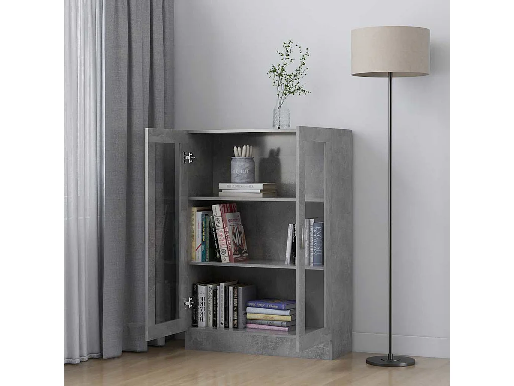 Armoire à vitrine Gris béton 82,5x30,5x115 cm Bois d'ingénierie