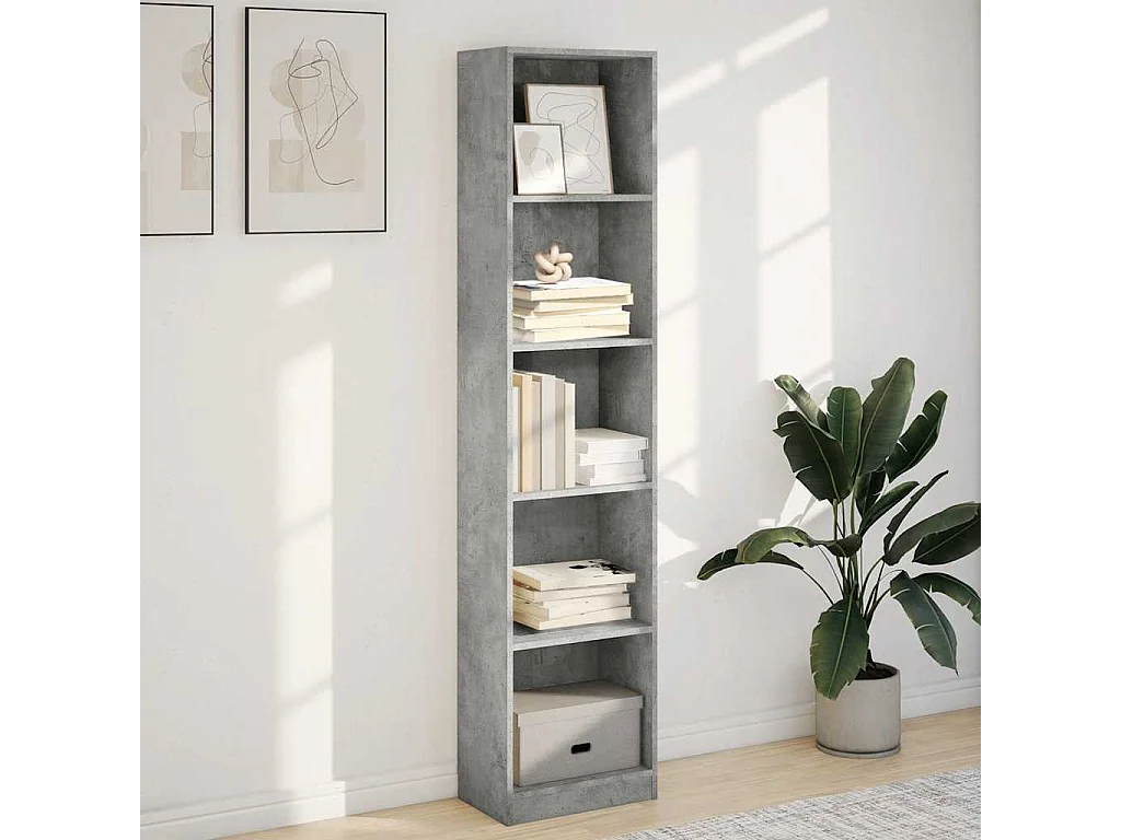 Betongraues Bücherregal 40x24x176 cm Holzwerkstoff