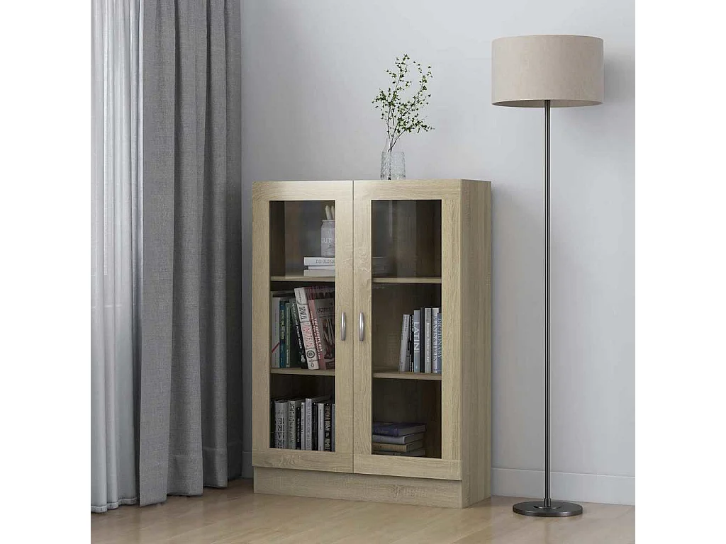 Vitrina de roble Sonoma de 82,5 x 30,5 x 115 cm de madera de ingeniería
