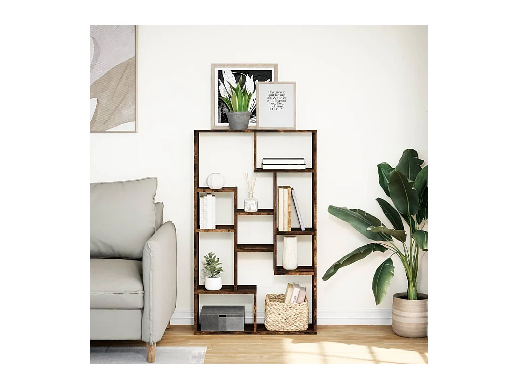 Bibliothèque chêne fumé 72x20x120 cm bois d'ingénierie