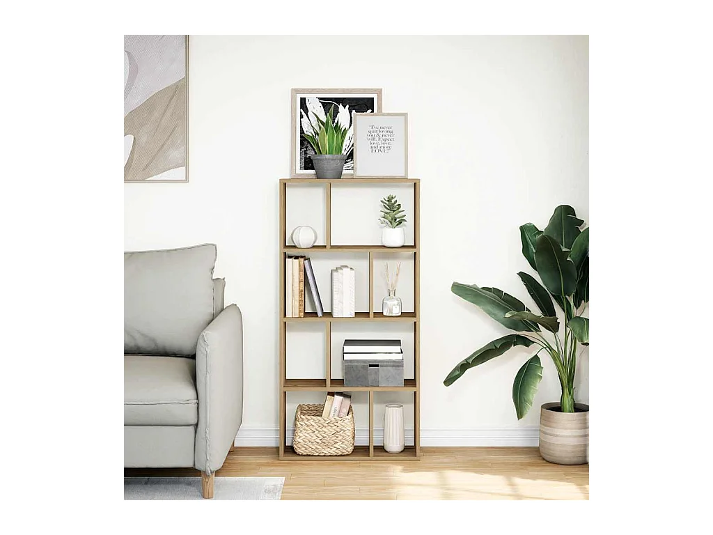 Bibliothèque chêne artisanal 60x20x120 cm bois d'ingénierie