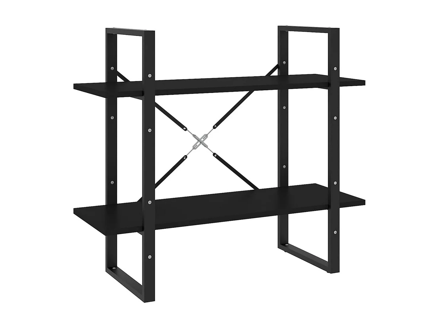 Librería de 2 niveles Negra 80x30x70 cm madera de ingeniería