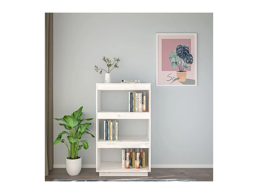 Bibliothèque/Séparateur de pièce Blanc 60x35x103 cm Pin massif