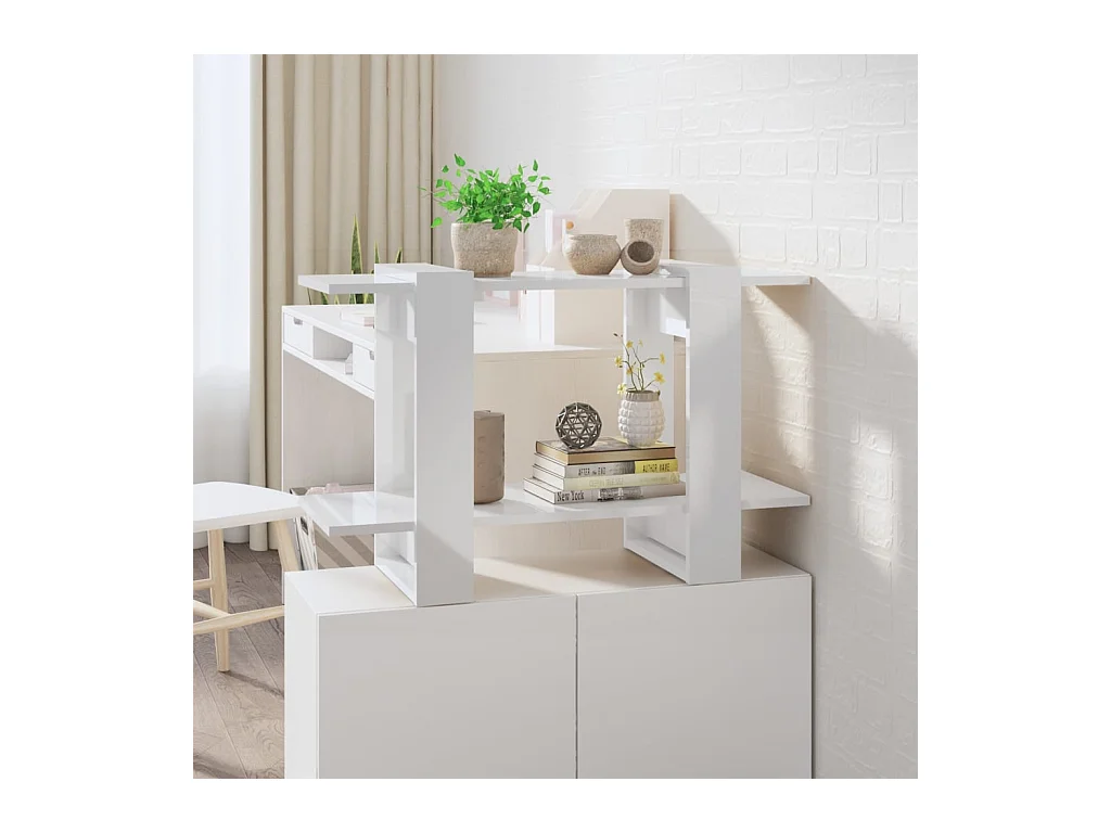 Librería/Separador de ambientes Blanco Brillo 80x30x51 cm