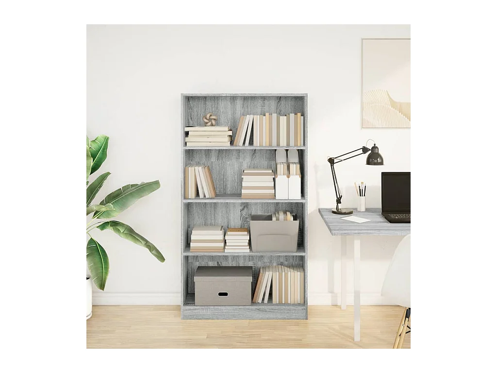 Bibliothèque sonoma gris 80x24x143 cm bois d'ingénierie
