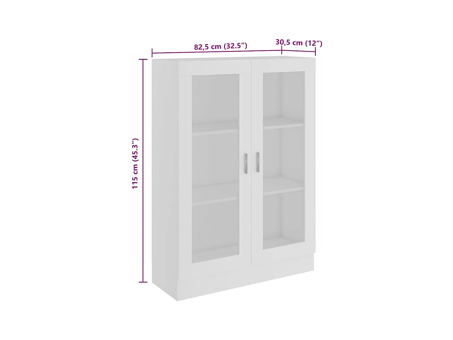 Armoire à vitrine Blanc 82,5x30,5x115 cm Bois d'ingénierie