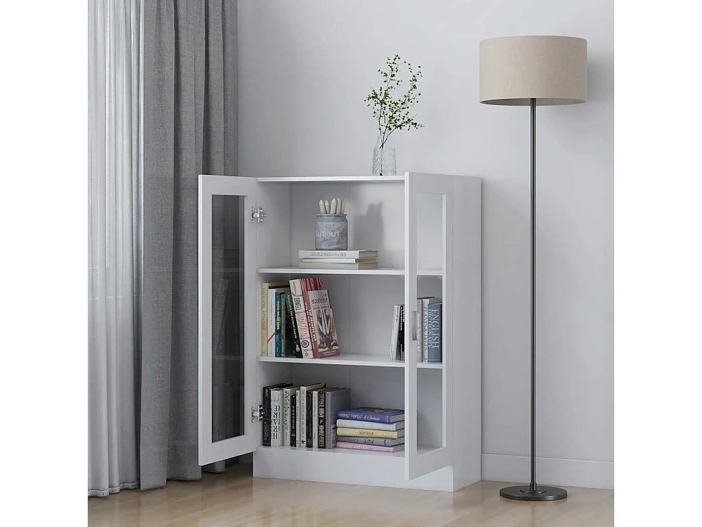 Vitrinekast Wit 82,5x30,5x115 cm Bewerkt hout