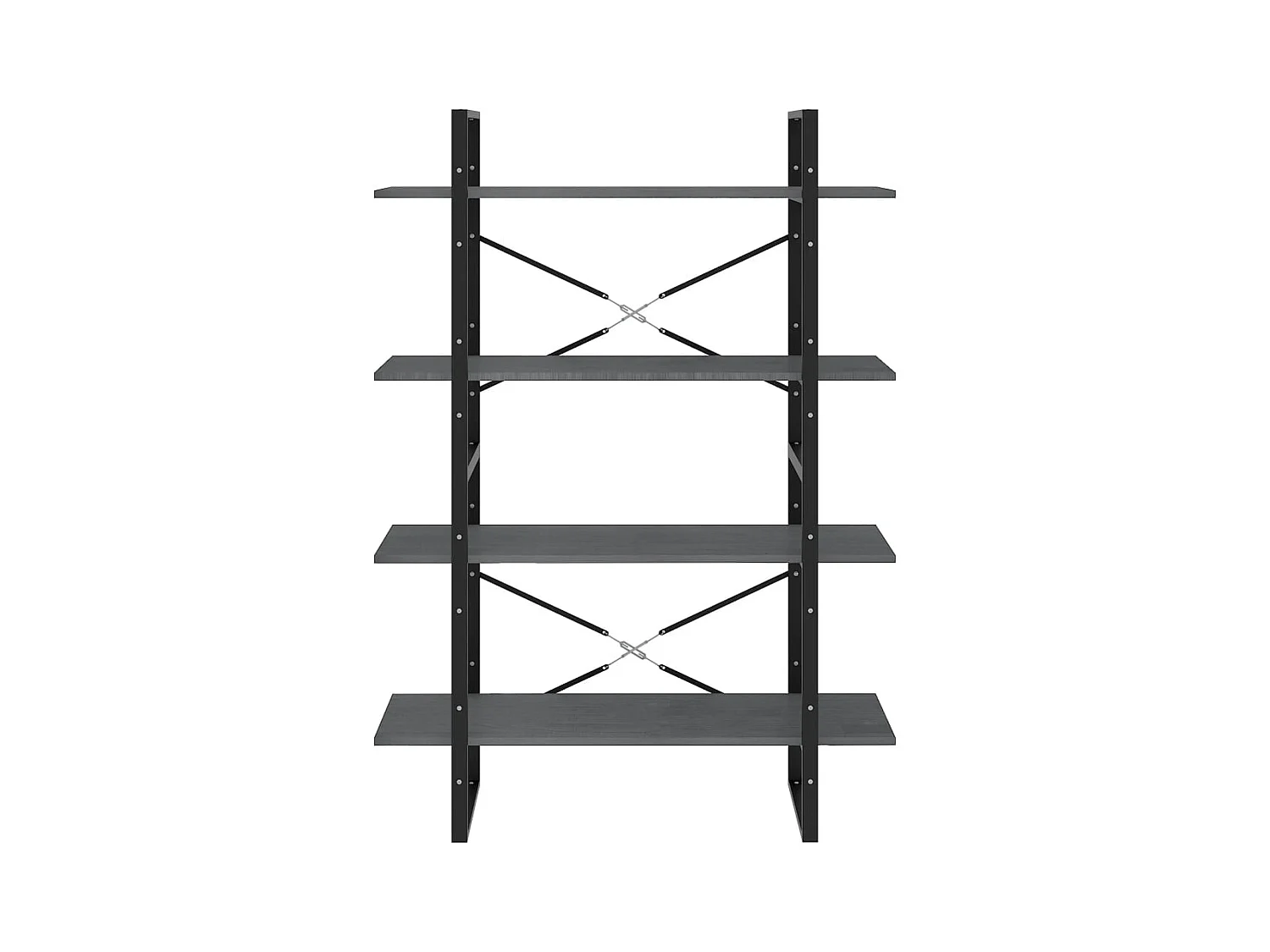 Bibliothèque à 4 niveaux Gris 100x30x140 cm Bois de pin massif