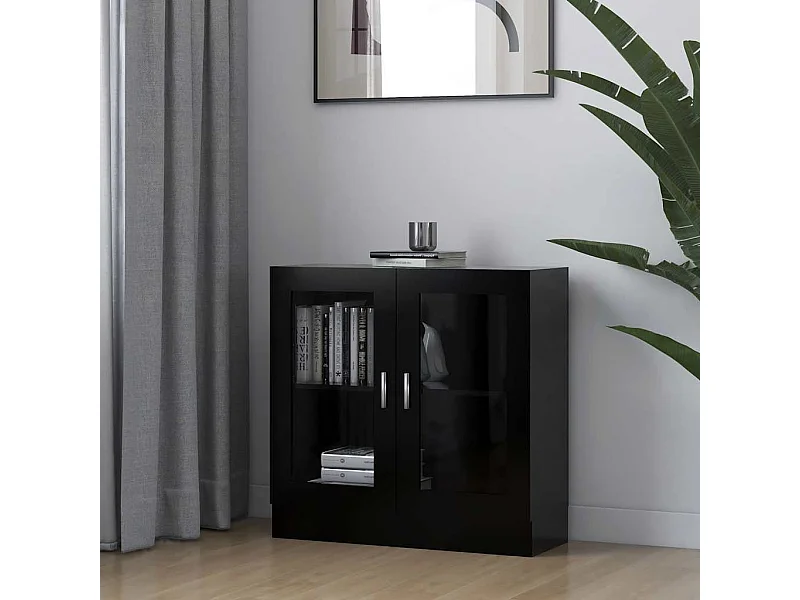 Zwarte vitrinekast 82,5x30,5x80 cm Technisch hout